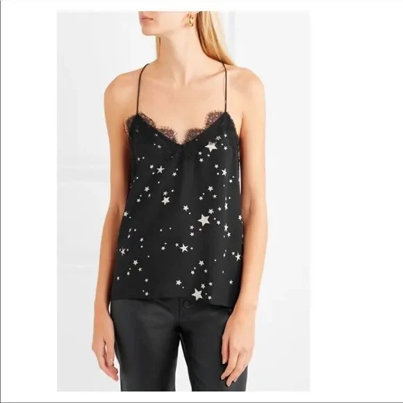 Cami NYC The Racer Lace Trim Star Print Silk Camisole - Picture 7 of 7